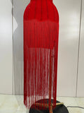 Elegant Prom  Evening Party Luxury Birthday Wedding Guest Dresses Women Sexy Shiny Crystals Tassel Bodycon Long Bandage Dress