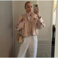 Fashion Shoulder Padded Short Windbreaker Women Solid Full Sleeve Turn-down Collar Single Breasted Coat Lady Autumn Chic Coats