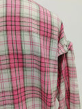 American Streetwear Pink Plaid Shirt for Women Lapel Removable Designer Long Sleeve Casual Shirts Female Fashion