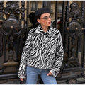 Women Chic Zebra Print Faux Fur Cropped Jacket Lapel Collar Single Breasted Warm Short Coat Autumn Winter Fashion Street Jackets