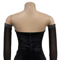Luxury Evening Dress for Women Sexy Off Shoulder Ruched Crystal Velvet Mini Dress with Gloves Female Birthday Outfit Robe