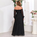 Elegant Luxury Birthday Wedding Party Maxi Dress Prom Evening Sexy  Long Sleeve Slash Neck Formal Women Ball Gown Vestidos