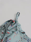 Bohemian Printed Asymmetrical Dress for Women Diagonal Collar Sleeveless High Waist Spliced Tassel Dresses Female