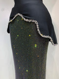 High Quality Black Design Sleeveless Rhinestone Top Hot Diamond Skirt Suit Evening Party Dress Nightclub Luxury Birthday Gown
