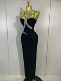 Elegant Sprkly Diamonds Sexy Halter  Sleeveless Maxi Long Bodycon Bandage Dress Women Luxury Birthday Eveing Party Club Dress