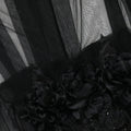 Clothes 3D Flower Women Luxury Black Rhinestone Sequined Patchwork Satin Evening Long Dress Bulk Items Wholesale