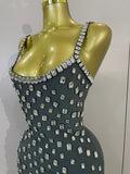 Women Luxury Diamonds Sleeveless Bodycon Bandage Mini Dress High Street Celebrate Evening Prom Club Elegant Birthday Party Dress
