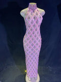 Festival Shiny Rhinestones Party Dress Birthday Luxury Costume Fancy Brilliant Dancer Wedding Impressive Evening Dress