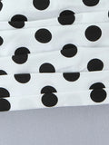 Beach Party Two Piece Set for Women Halter Neck Sleeveless Vest High Waist Polka Dot A Line Midi Skirt Suit Female
