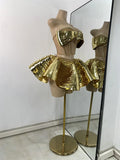 Women Sexy Shiny Diamonds Top Skirt Two Piece Sets Nightclub Party Stage Outfit Performance Danve Singer Costume Show Wear