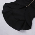 New Women Sexy Black Backless Ruffles Rayon Bandage Dress Elegant Club Party Dress Vestidos