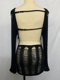 Sexy Sheer Knitted Dress Women Bodycon Long Sleeve Hollow Out Mini Dresses Femme Club Sexy Backless Knitwear Dress Womens