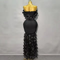 Luxury Flower Lace-Edged 3D Decoration Sleeveless Bodycon Maxi Dress Sleeveless High Waist Birthday Evening Party Cocktail Gowns