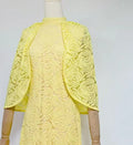2026 New Banquet Evening Party Standing Collar Shawl Elegant Slimming Yellow Lace Dress Fashion Long Dress for Women