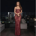 Chic Gauze Fishbone Strapless Dress Women Sleeveless Off Shoulder Waist Cinching Slim Long Dresses 2026 Lady Evening Party Gowns