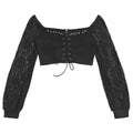 Sexy 2 Pieces Set Skirt Long Sleeve Off‑Shoulder Lace‑Up Crop Top and Mini Skirt Matching Sets Party Club Nightout Dresses