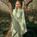 Evening Dresses Long Sleeves Slim Maxi 2026 Women Dinner Party Gowns With Ribbon Shawl Pearls Elegant Wedding Robes Lady