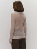 Mohair Round Neck Pullover Sweater For Women 2025 Spring Summer New Knitted Bottom Semi-sheer Knit Sweater Female Top