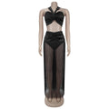 Women's Beach Style 2 Piece Set Sexy Strappy Top+Fringe Maxi Skirt Matching Set Summer Outfits Vacation Party Clubwear
