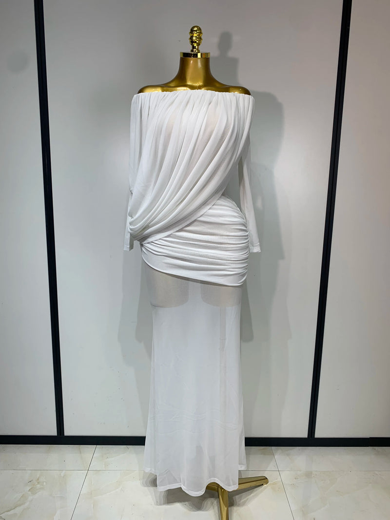 Women Sexy Off Shoulder Maxi Long Bodycon Bandage Dresses 2026 Celebrity Elegant Evening Club Party Luxuly Birthday Dress
