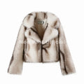 Ins Hot Blogger Fashion Striped Faux Fur Jacket for Women Winter Lapel Collar Fluffy Eco Fox Fur Coat Stylish Outerwear