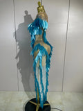 Sparkly Diamonds Pearl Transparent Mesh Long Dress Women Evening Party Birthday Wedding Gown Celebrity Sexy Stage Outfit