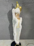 Sexy Transparent Netting Sequined Feather Dress, V-neck Formal Evening Cocktail Party Gown