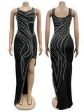 Women Dresses for Special Occasions Sexy Rhinestone Cocktail Floor Length Long Maxi Dress Evening Party Birthday Dresses
