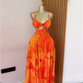 Women Floral Printed Strap Backless Bra Front Big Swing Maxi Long Dress 2025 Vintage Sexy Club Party Evening Dresses