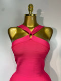 Women Sexy Backless Pink Bodycon Mini Bandage Dresses Elegant Evening Party Luxury Birthday Nightclub Cocktail Prom Gown