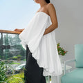 Solid Loose Temperament Dresses for Women Strapless Sleeveless Patchwork Folds Elegant Dress Female Clothing New