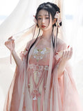 Olive Girl Pink Embroidered Fairy Dress for Ren Faire 2026 Garden Wedding Fairycore Photoshoot Everyday Wear S-L XS-3XL Plus Size Embroidered Flowing Sleeve Romantic Editorial Not Costume Fairy Dress Cottagecore Dress Chinese Heritage Fashion Women