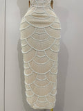 Elegance Pearl Beading Sequins Sleeveless Sexy Strap Bodycon Long Dress Women Celebrate Evening Party Birthday Outfit Vestido
