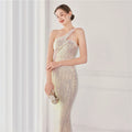 High Quality Women Design Maxi Dress Sexy One Shoulder Sequin Evening Dress Party Night Elegant Long Prom Dress Vestidos