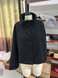 Stand Collar Women's Outerwear Single Breasted Long Sleeve Coat Solid Loose Woolen Coat Daily Commuter Wear Fall Collection 2026
