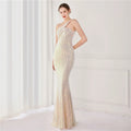 High Quality Women Design Maxi Dress Sexy One Shoulder Sequin Evening Dress Party Night Elegant Long Prom Dress Vestidos
