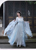 Olive Girl Blue Embroidered Hanfu Dress for Ren Faire 2026 Garden Wedding Fairycore Photoshoot Everyday Wear S-L XS-3XL Plus Size Chinese Heritage Fashion Women