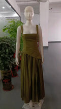 Elegant Ribbon Corset Long Dress For Women Slip Slit Maxi Dresses Evening Bridesmaid Wedding Guest Olive Green Black Cocktail