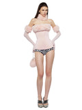 Christmas Furry Strapless Tops Women Patchwork Sexy Long Gloves Matching Birthday Luxury Classic Midnight Clubwear