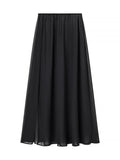 Solid Three Piece Set for Women Square Collar Sleeveless Top with Shawl Sheer Mesh Long Skirt Sexy Outfit Female