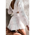 Solid Hollow Out Slimming Dresses for Womern V Neck Long Sleeveless Temperment Dresses Female New
