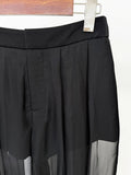 New Fashion 2026 Spring Women's Mesh Splicing Bead Sequin Blazer Wide Legs Chiffon Pants Set Suit Outfit