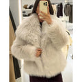 Fashion Women Solid Lapel Faux Fur Coat Long Sleeve Fluffy Loose Short Cardigan Jacket Winter Lady Thicken Warm Outwear