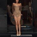 Sexy Solid Fishbone V-neck Dress Women Elegant Solid Sleeveless Pleated Slim Waist-cinching Mini Dresses 2026 Summer Party Gown