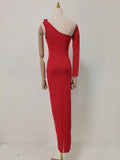 Solid Slimming Spliced Appliques Dresses for Women Slash Neck Long Sleeve High Waist Sexy Dress Female New