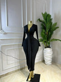 Women Long Sleeve Bowknot Deep V-neck Bodycon Midi Maxi Dress 2026 Birthday Holiday Party Trendy Long Dresses Vestidos