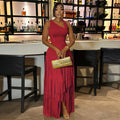 2026 New Women Birthday Party Dress Summer Slim Elegant Sleeveless Skew Collar Tassel Long Dresses Street Vintage Dress