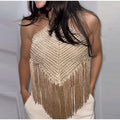 Fashion Knit Tassels Women's Cropped Vest Hollow Out Halter Sleeveless Backless Beach Tops 2026 Summer Lady Chic All-match Top
