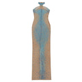Festival Sexy Halter See Through Backless Bodycon Party Dress Sexy Mesh See Through Sparkling Rhinestone Mermaid Long Dress