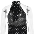 Fashion Polka Dot Dress Vintage High Waist Sleeveless Backless Neck Lace-up Dress Sexy Party Luxury Women Dresses Y2k